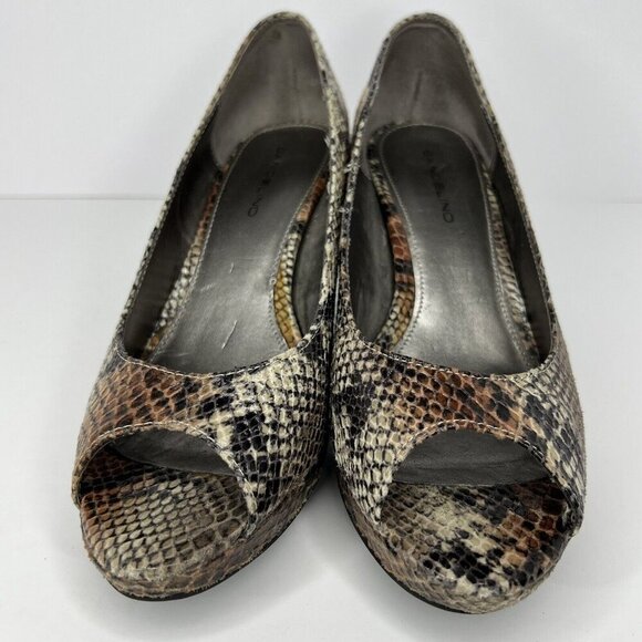 Bandolino Open Toe Pumps Snakeskin Pattern Style BDMYLAH Womens Size 7.5 Heels - Picture 3 of 9